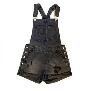 618 six one eight black bib overall shorts